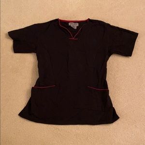 ⭐️M&M Scrubs XS Black/Red Scrub Top